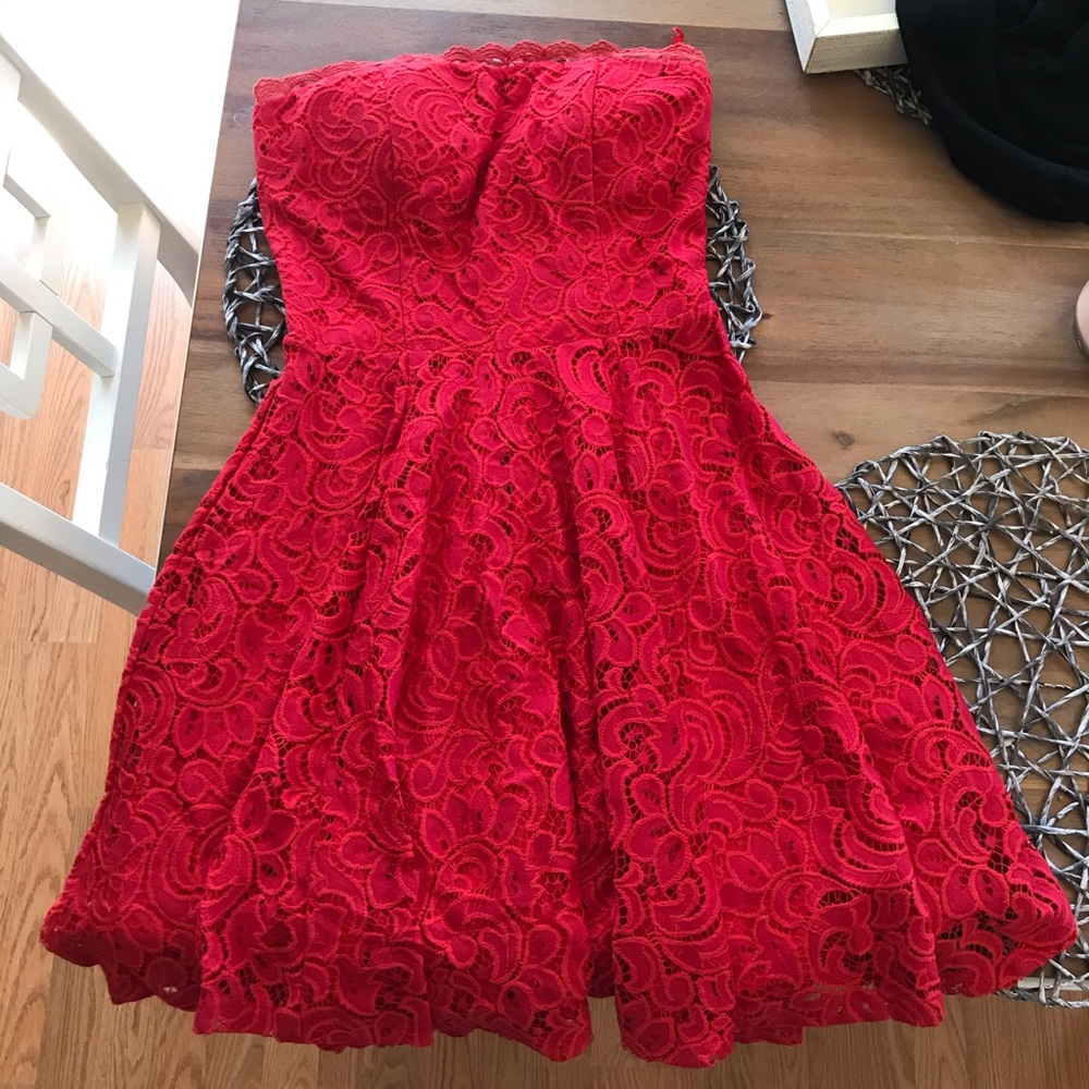 My favorite strapless red dress